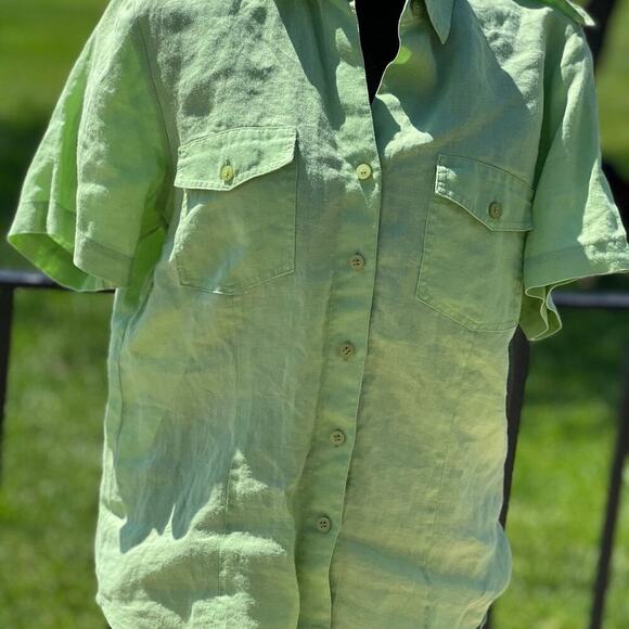 Jordan linen button down shirt, short sleeve, women's size M - Picture 3 of 9
